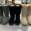 Wholesale knee high boots women's fashion leather waterproof faux fur long snow boots