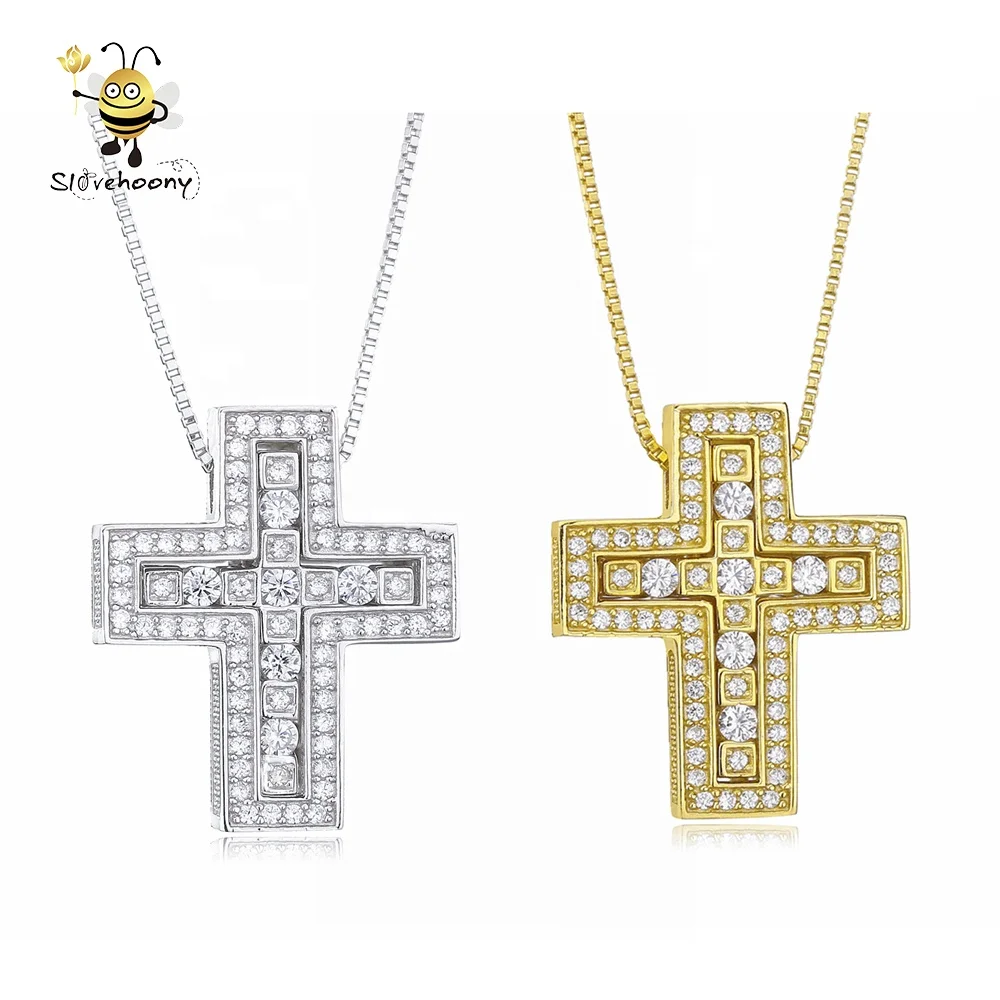 24K gold plated necklace jewelry , necklace cross, crystal cross pendant necklace