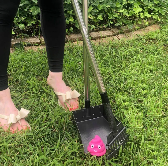 Portable Metal Long Handle Pet Dog Poop Pooper Scooper Trat And Rake