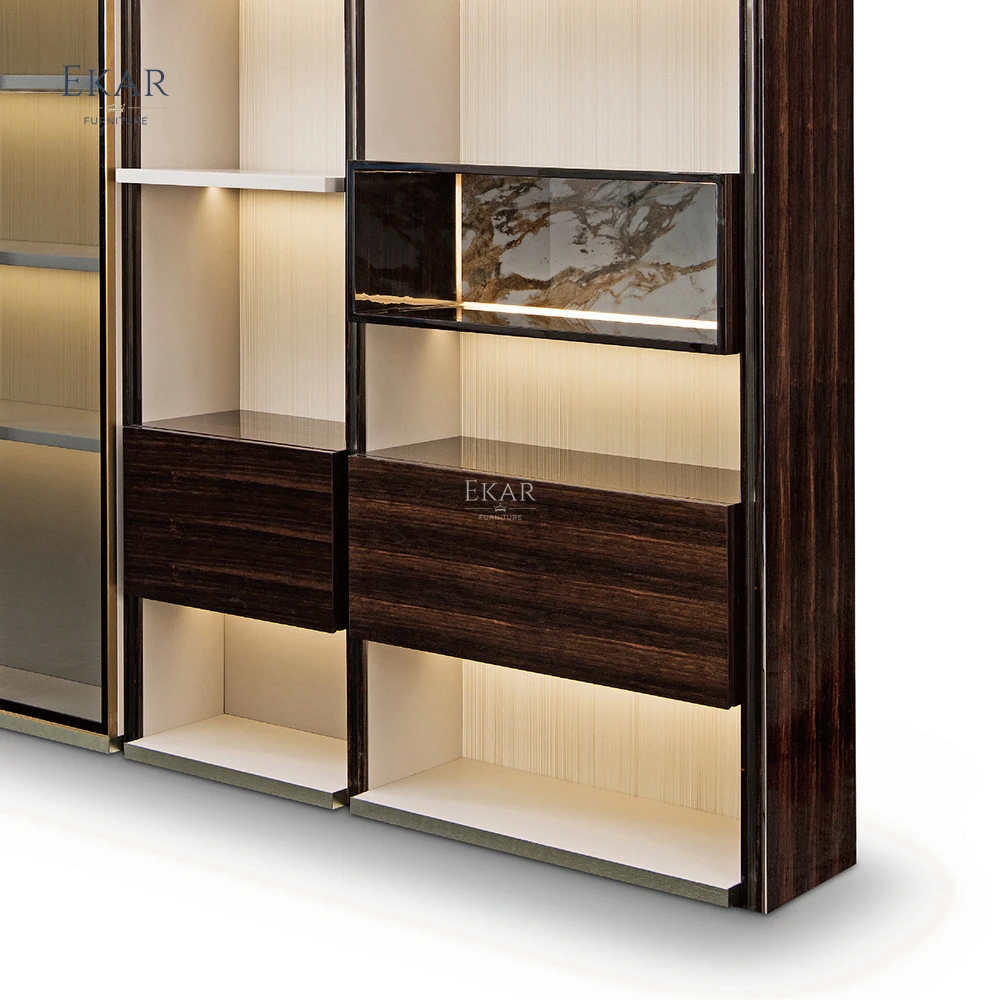 product ekar furniture wooden modern furniture bookcase four bookcase combination of large space storage cabinets-65