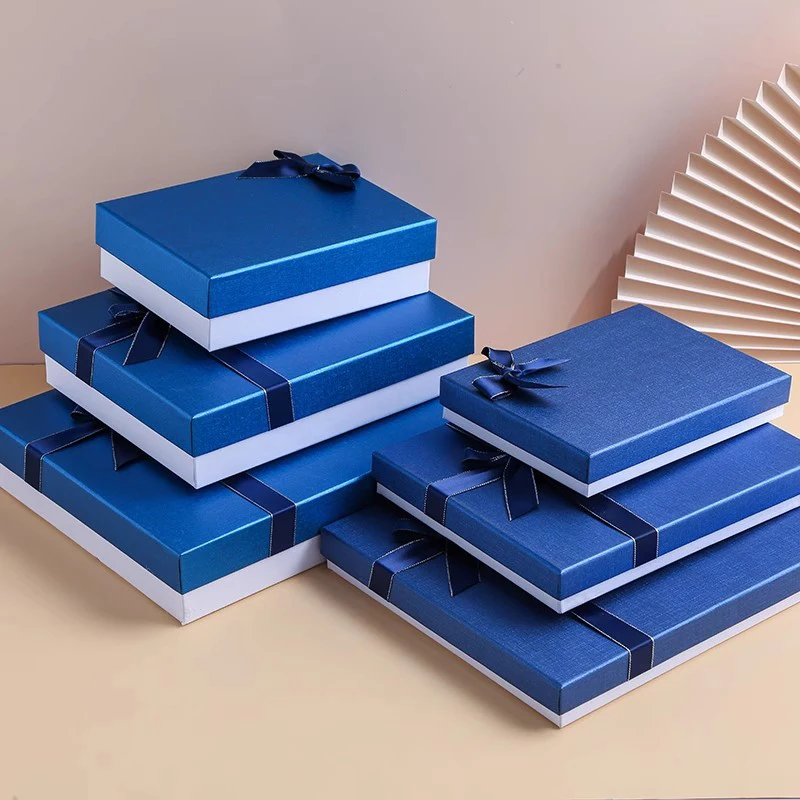 Custom Logo Cardboard Box Packaging Present Storage Treat Box Party Favor Black Gift Box With Bowknot manufacture