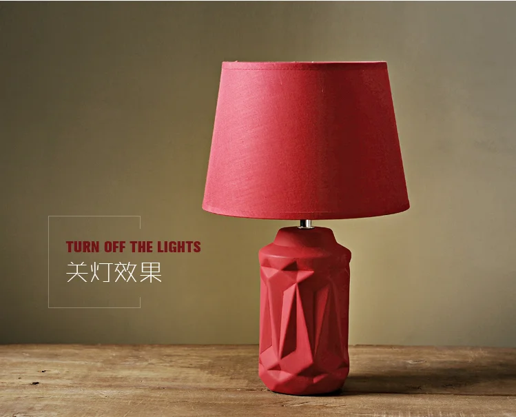 Bedroom Creative Simple Modern Ceramic Red Warm Dimmable LED Table Night Lamp