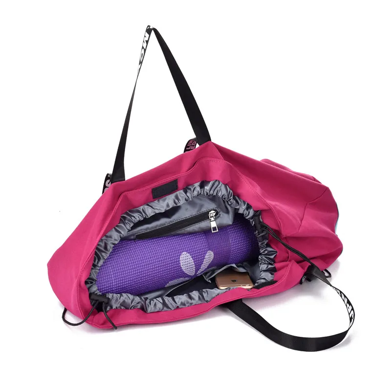 Custom women men canvas travel duffel bag shoulder sport bag drawstring gym bag