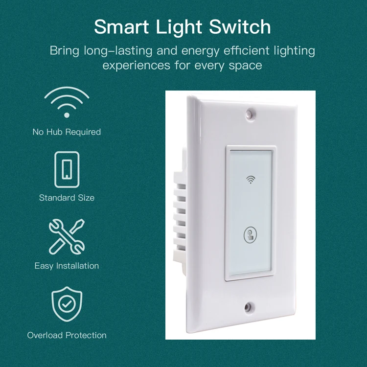 Smart WiFi Light Switch Touch Panel Wall Switch Wireless Remote Control by Mobile APP Compatible with Alexa Google Assistant