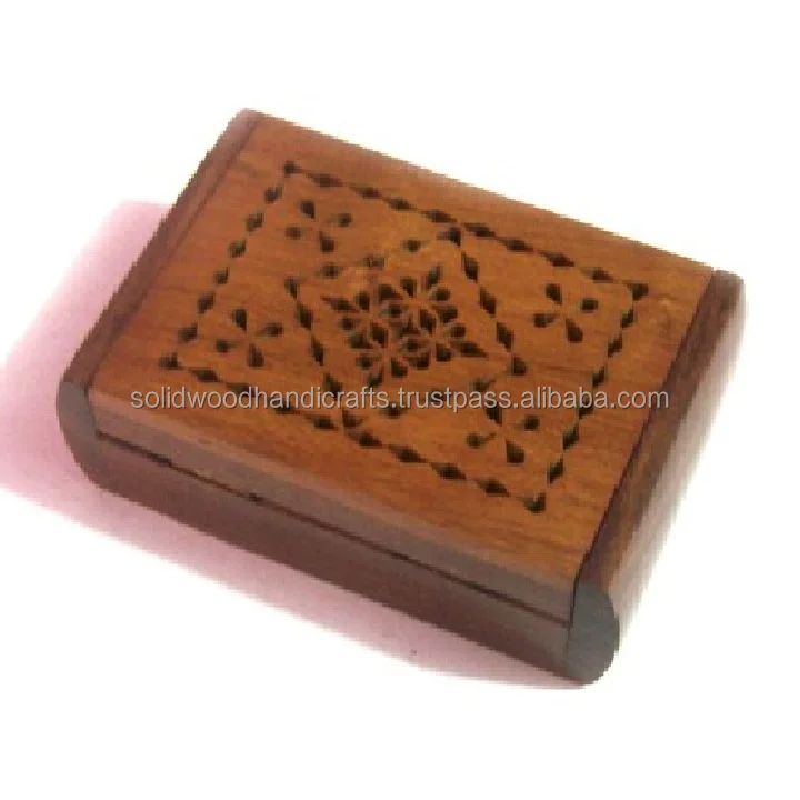 Handmade Decorative Carved Wooden Boxes Home Office Locking Wood ...