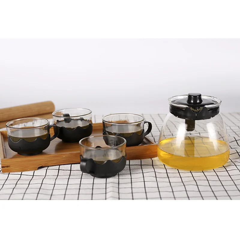 2l Glass Teapot And Cups Set Of 4,Tea Kettles Stovetop With Removable