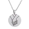 Coin Jewelry Hand Gestures Language Disc Necklace Customized Round Laser Symbol Pendant Necklace