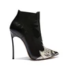 snakeskin black color matching thin high heel ladies boots