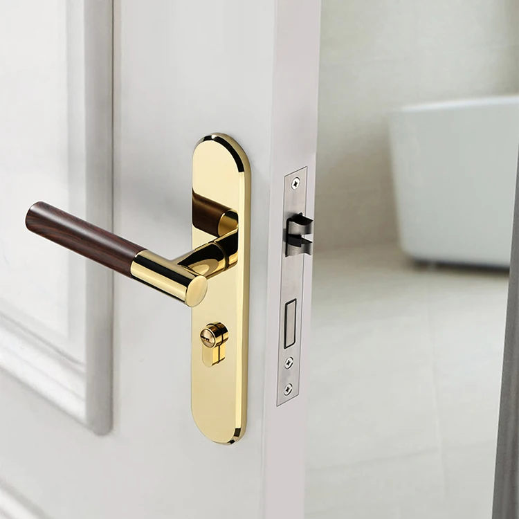 室内木门的简约风格双色青铜分体式锁把手设计