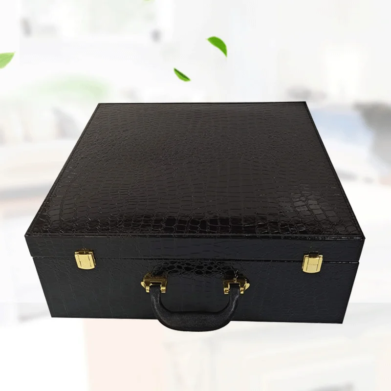 Custom Luxury Black Wood Material Box Storage Portable Large Suitcase