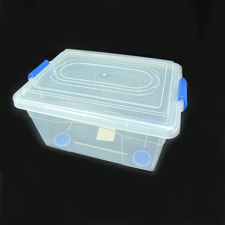 large flat plastic storage boxes