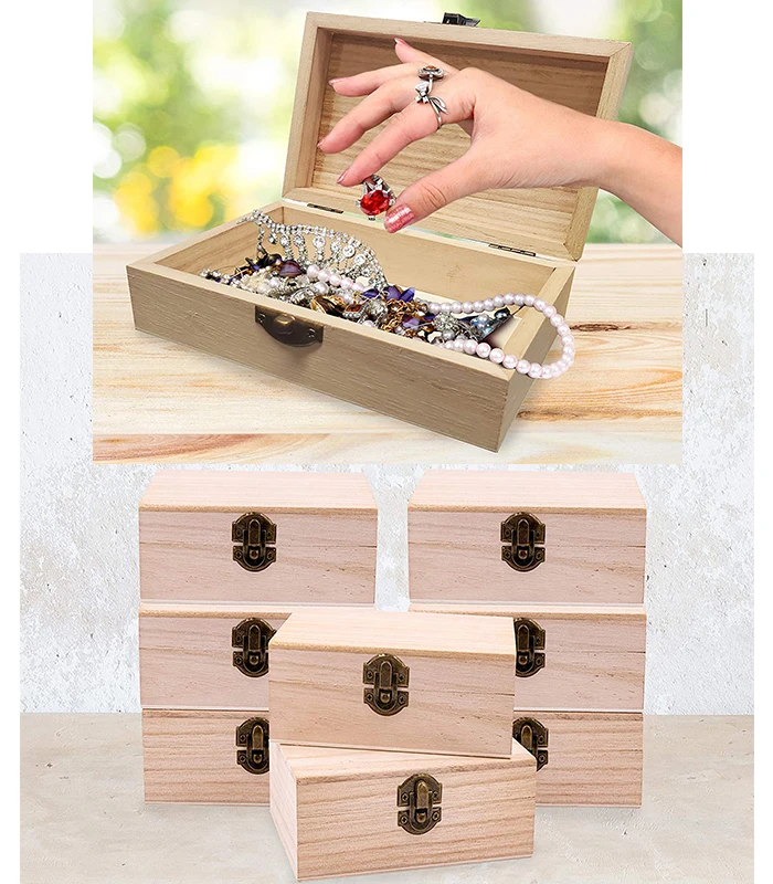 Custom Diy Wooden Boxes For Crafts Jewelry Unfinished Wood Gift Boxes