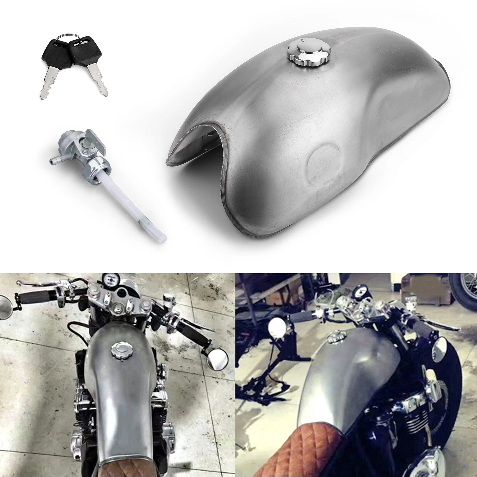 Cafe Racer Black Motorcycle Gas Fuel Tank 10l 2.6 Gallon For Honda Suzuki Yamaha Buy Cafe