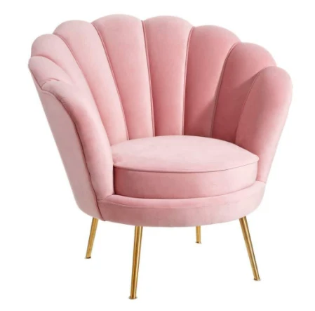 Fast Ship Big Size Velvet Upholstered Flowered Armchair Living Room Flower Shape Accent Chair with Golden Legs manufacture