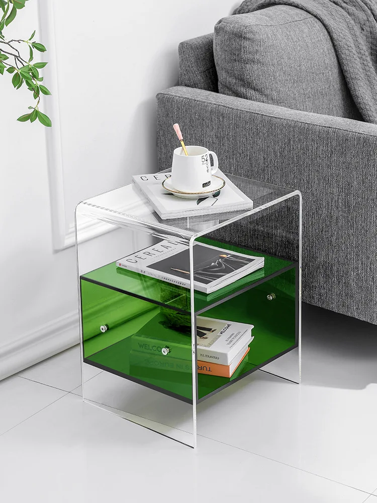 Acrylic Bedside Table Simple Modern Storage Twotier Storage