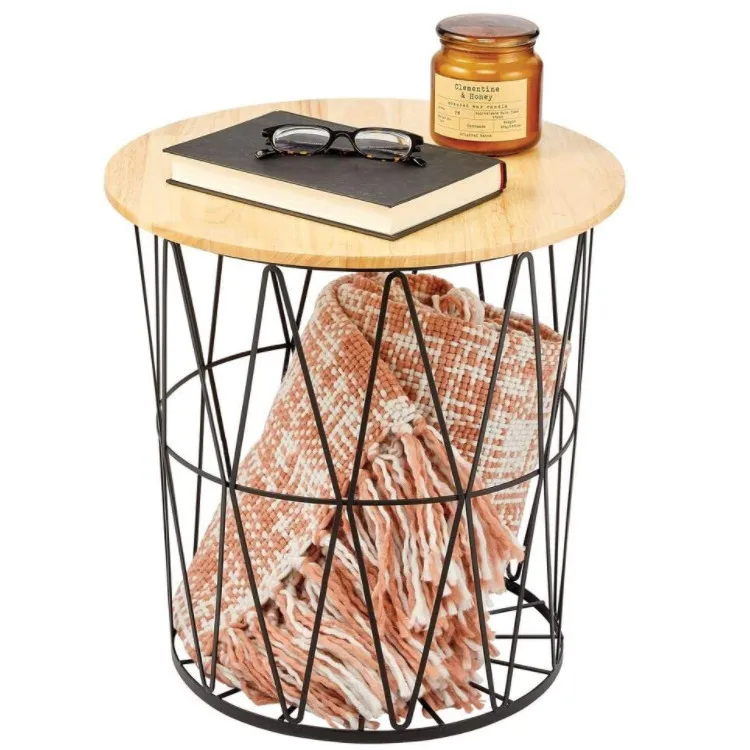 Farmhouse Rustic Industrial Matte Black Open Side Storage Sofa Side