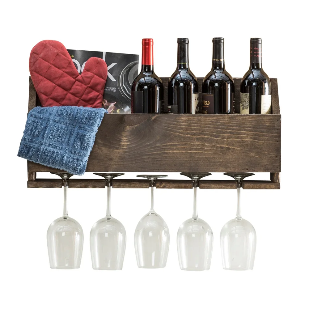 Factory Price Bar Wine Rack Solid Wood Wall Wine Rack