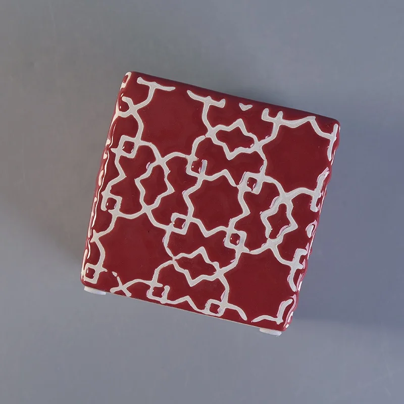 Vintage glazed square ceramic tealight candle jar candle holders home decoration wholesale