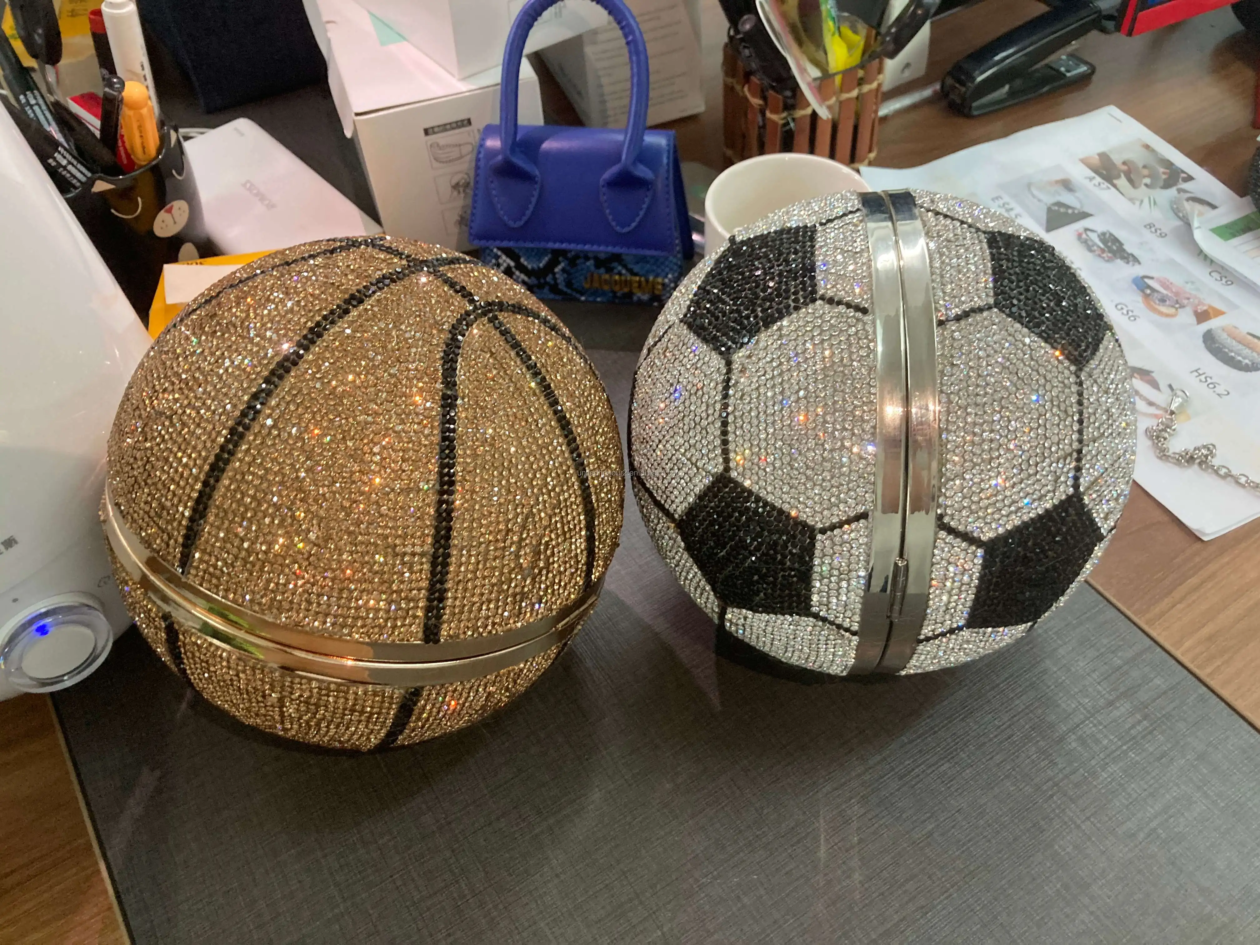 Bedazzled Crystal Basketball Handbag Purse 