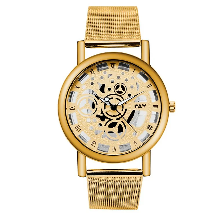
New Arrival Mesh Strap Hollow Casual Men Watches Gold Watches For Men Wrist Luxury 
