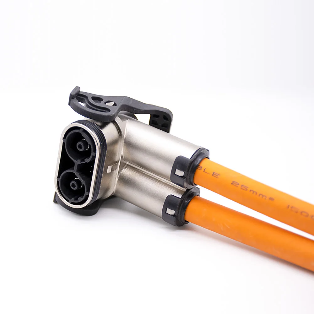 Electric Metal Type 125a 2 Pin High Voltage Connector Right Angled Plug