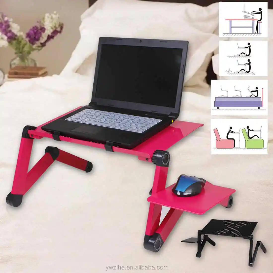 Ordinateur Portable Stand réglable ergonomique Aluminium Table et lit plateau Lazy Bureau