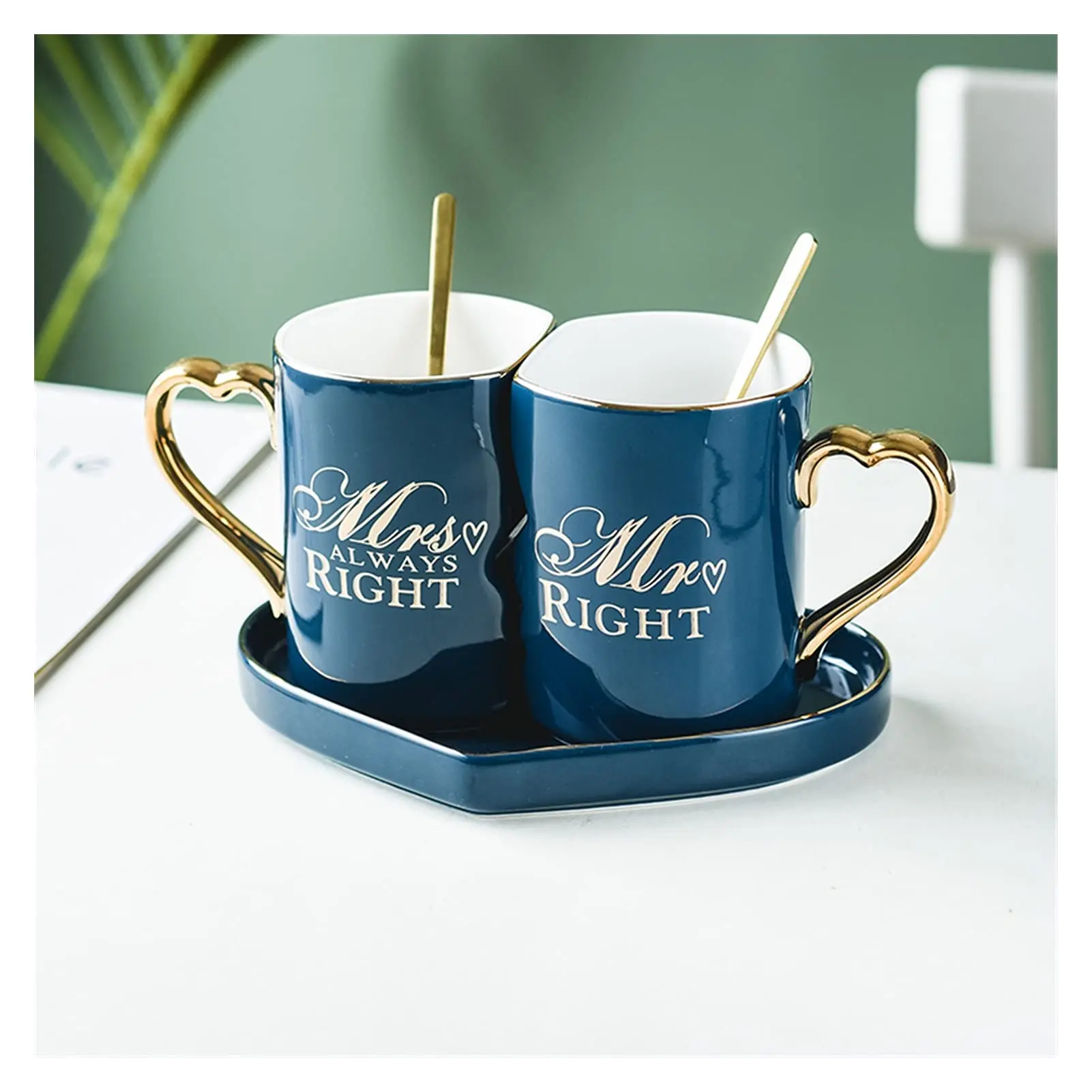 Ceramic Couple Coffee Mugs Sets and Heart Love Shaped Saucer Couples Gifts Other Drinkware for Wedding factory