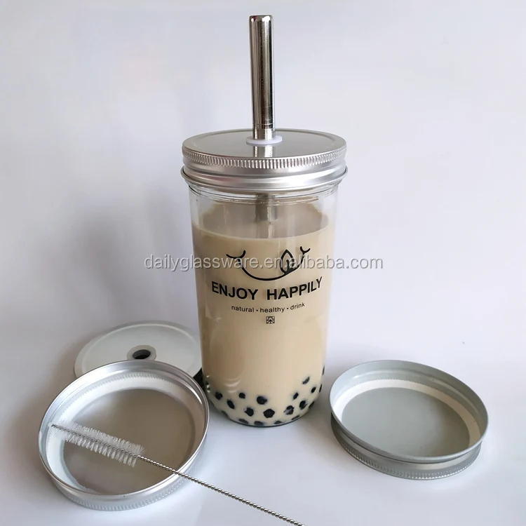 24oz Reusable Glass Bubble Tea Cup With 12mm Straw Buy Bubble Tea Cup