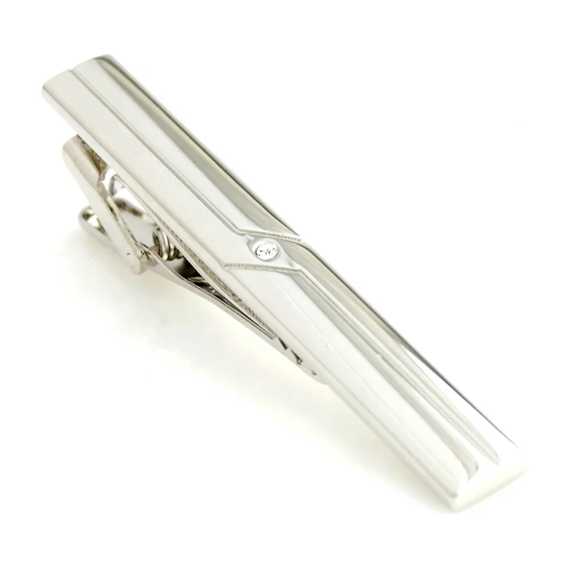 
High Quality Custom Logo Blank Engraved Metal Men Crystal Classic Chain Business Tie Clip 