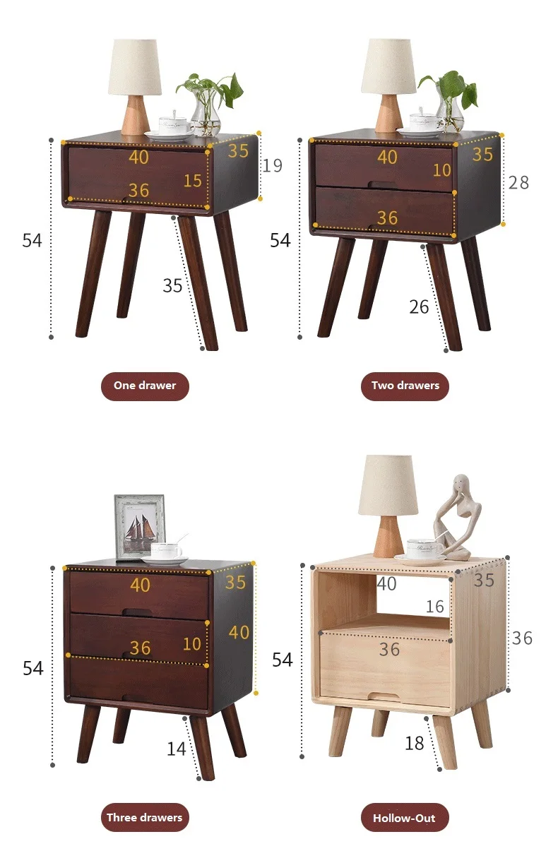 Multifunktions-nachttisch Aus Massivem Holz,Einfacher Moderner