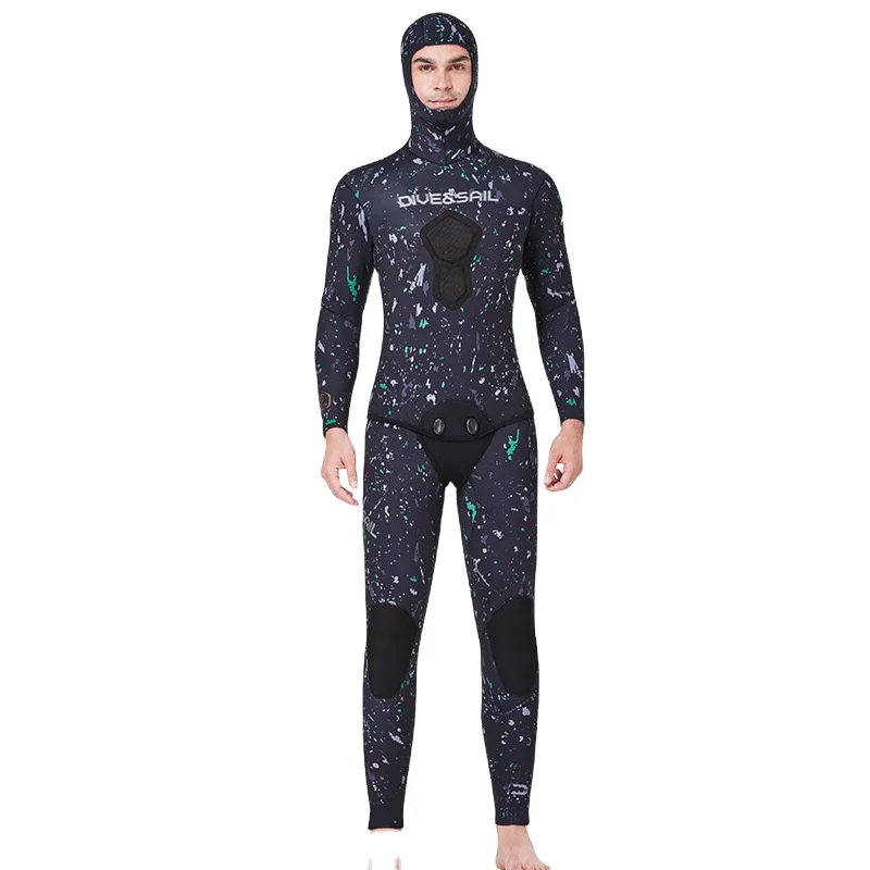 Details about   Neoprene 2mm Winter Wetsuit Two Pieces Hooded Spearfishing Diving Full Suit 