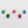 ZG0414 Prong setting 10mm round natural agate druzy ring