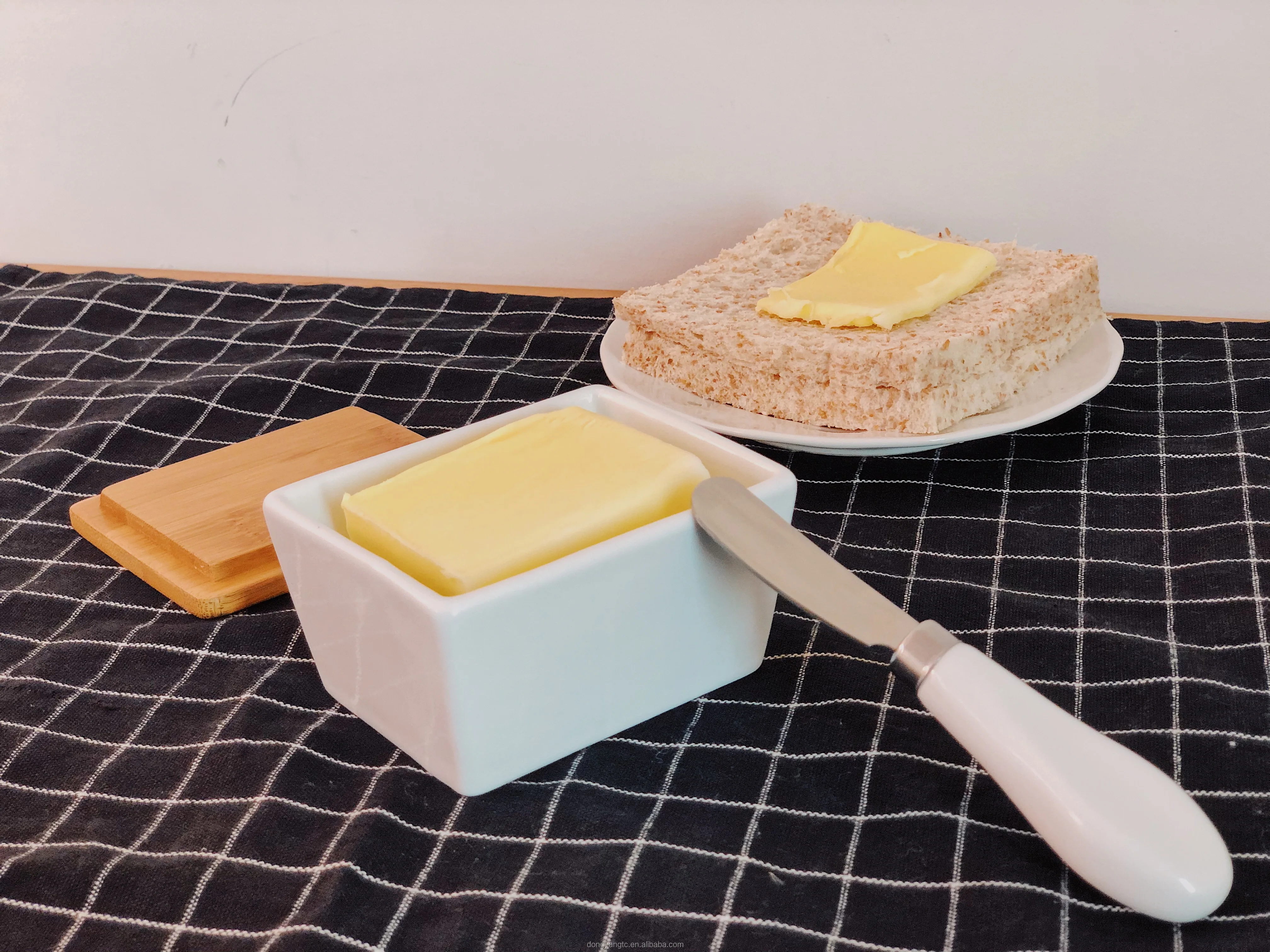 airtight porcelain butter container ceramic butter dish with