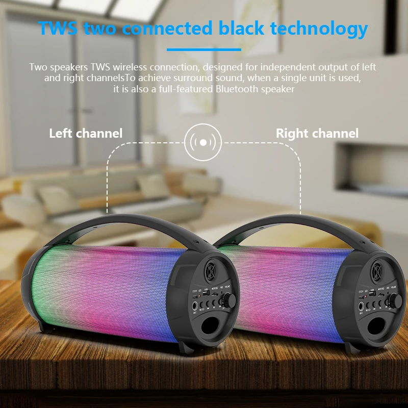 Wireless Bluetooth Speaker Outdoor Portable Bazooka Speakers LED Light Audio Party Player Subwoofer Boombox Bocinas Bluetooth - ANKUX Tech Co., Ltd