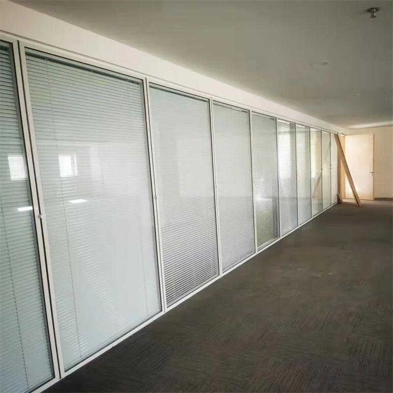Three Glass Partition (Two Chambers) 108mm Aluminum Frame & Steel Keel - Luxury Showroom Use manufacture