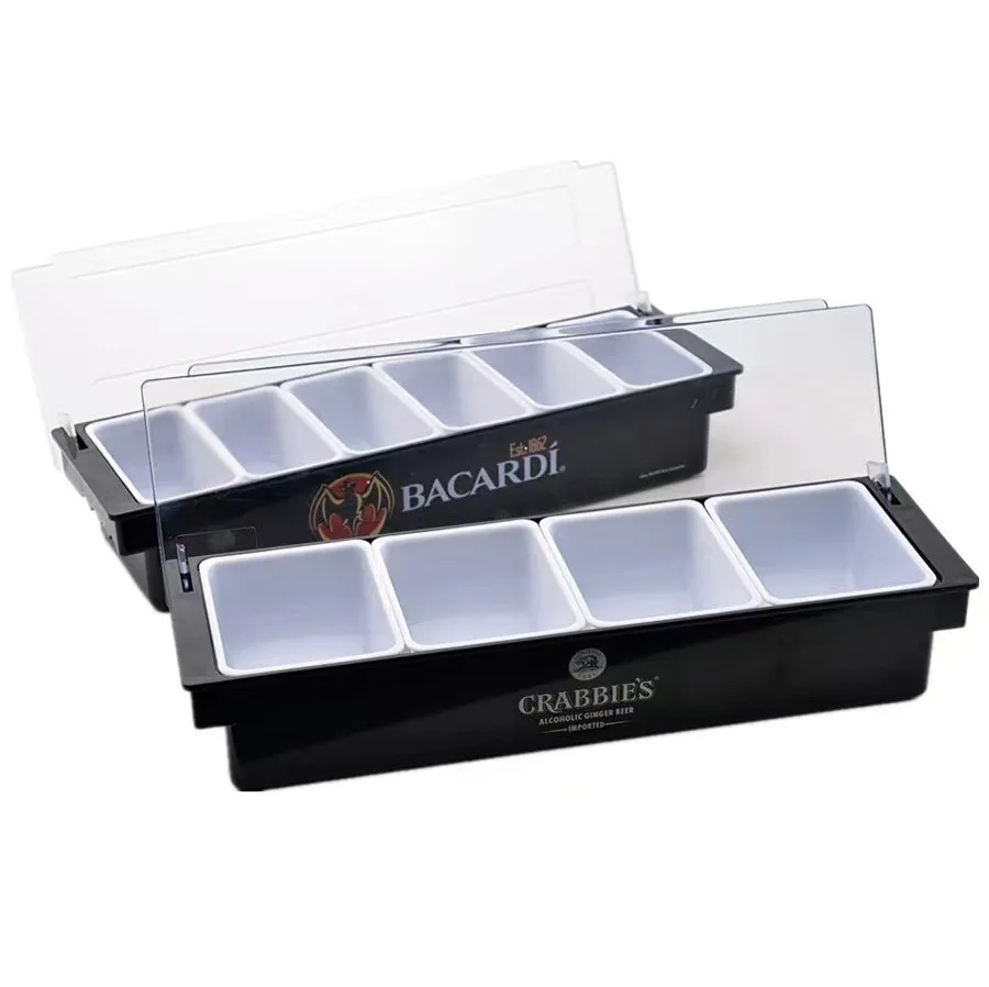 Plastic Bar Condiment Tray 6/4/3 Compartment Serving Container Sauce