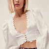 Latest Autumn Women Sexy Lace Long Sleeve White Crop Top Custom