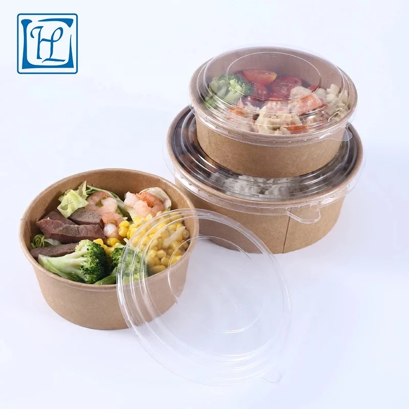 
Biodegradable Food Packaging disposable kraft paper bowl/ container for food 