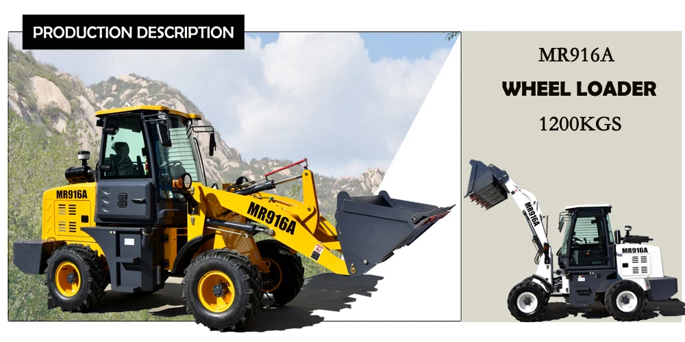 1.2Ton Mini articulated front wheel loader price list with loader attachment
