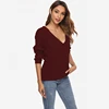 Ladies low-back sweater deep v-neck pullover for women female sexy knitted sweater