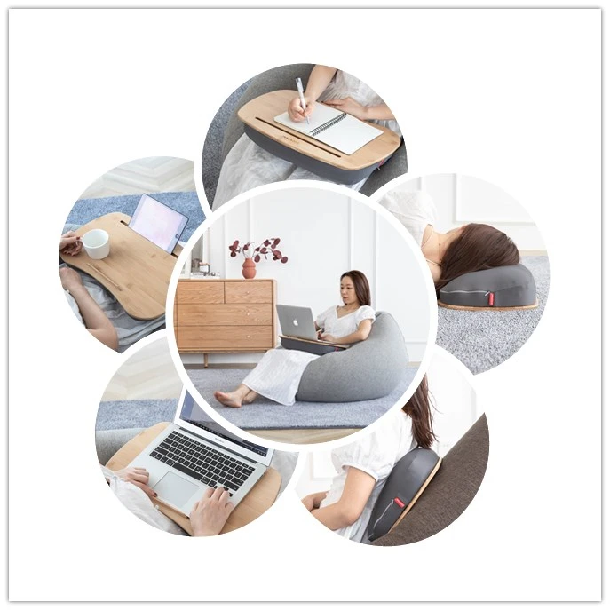 Portable Laptop Table With Bamboo Platform Phone Holder Pillow Cushion