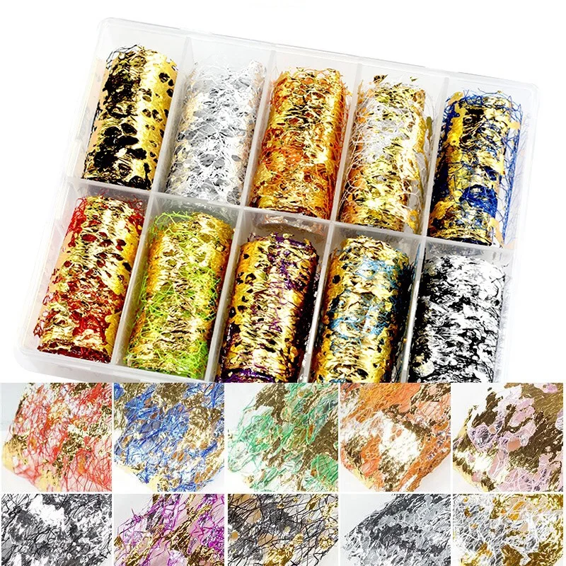 
Free Shipping 10 Style Mesh Nail Sticker DIY 3D Net Line Tape on Nails Adhesive Silk Foil Nail Art Decorations Polish Decals 