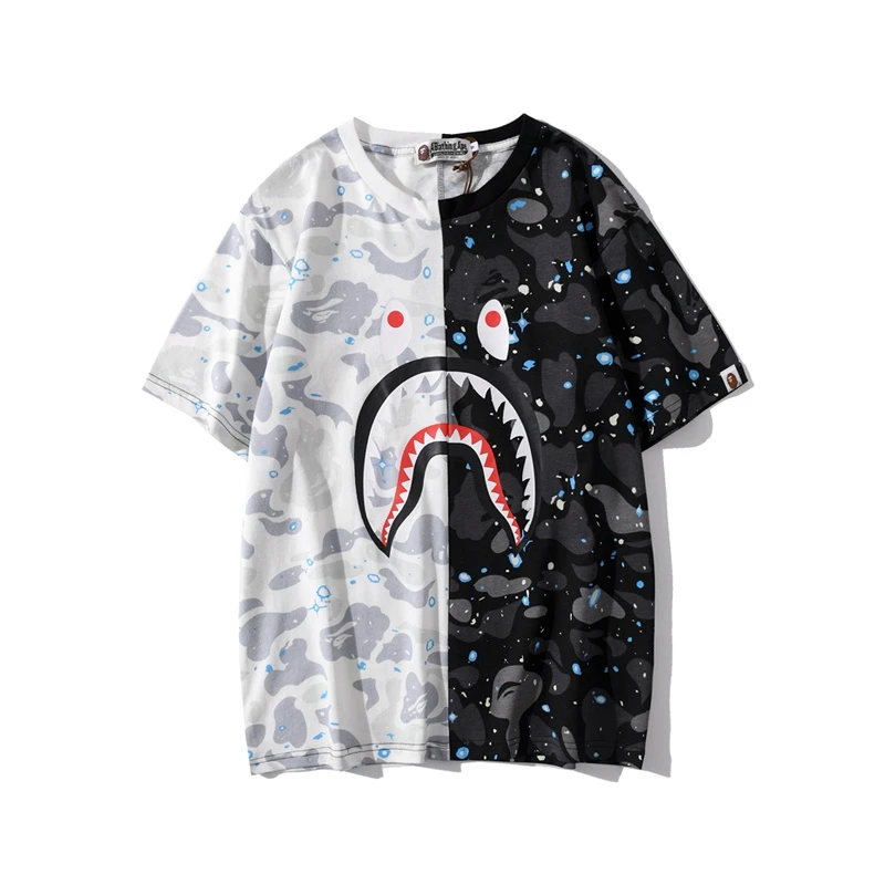 Good Quality Fashion Camouflage Sky Luminous Splicing Shark T-shirt ...