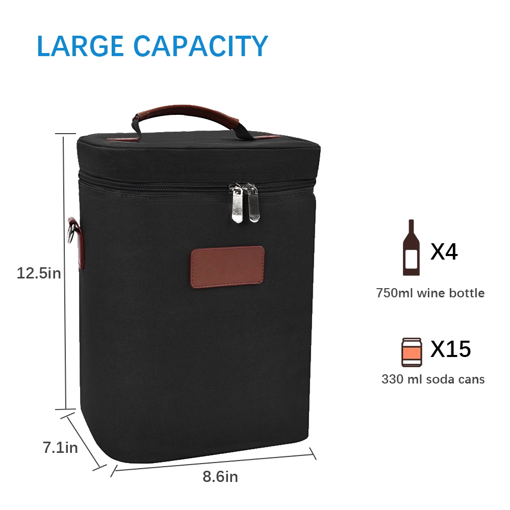 Custom Leather Insulated Cooler Bag Wine Carrier Bag Buy Hot