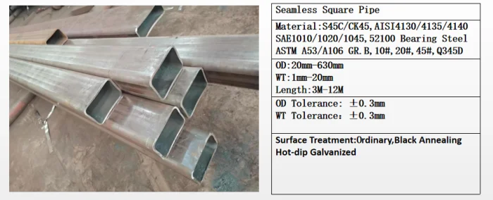 Carbon Square Tube Galvanized Rectangular Pipe Gi Square Pipe Price List