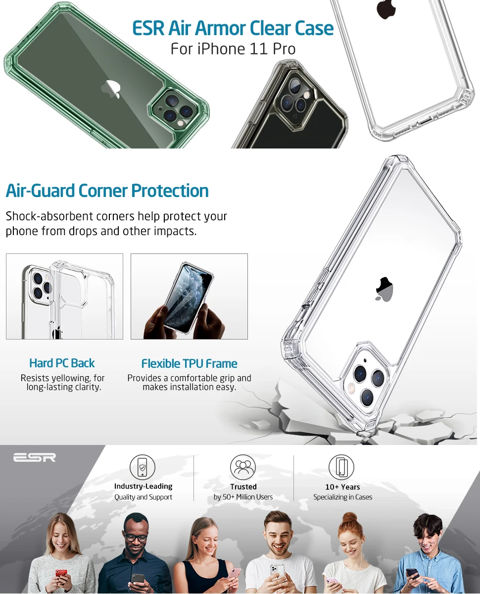 Esr Air Armor Clear Case For Iphone 11pro/11 Pro Max/11 Reinforced Drop