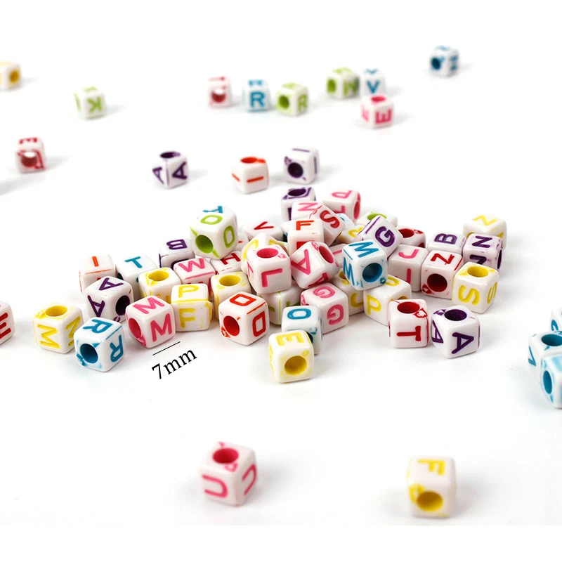 New 7mm Square Craft Alphabet Letters Beads Educational Toys for Kids ...