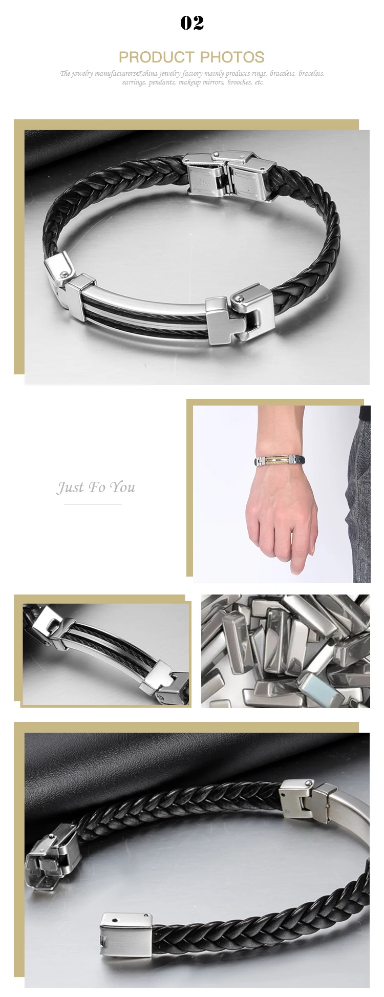 Custom silver slider bracelet suppliers for men-6
