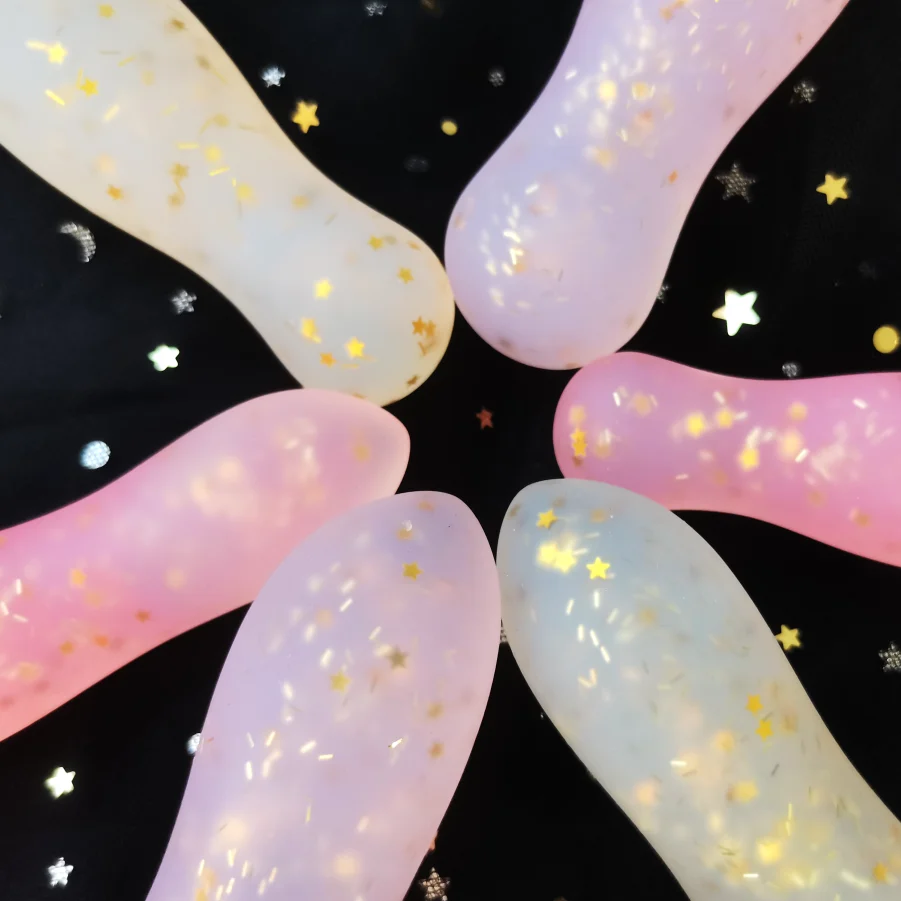 Factory Direct Sale Jelly Glitter Star Confetti Liquid Silicone Dongs