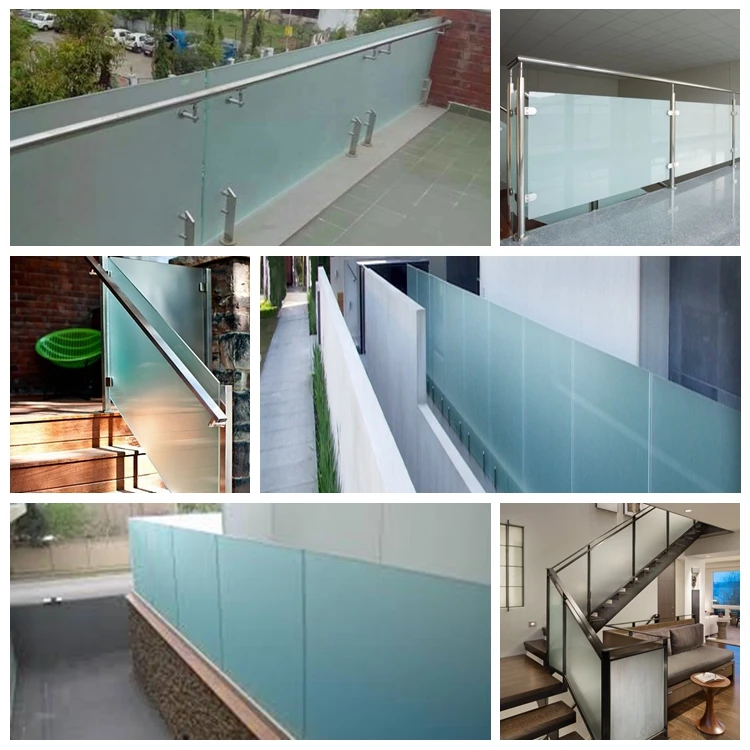Top Quality Tempered Frosted Glass Panels Railing Fence Balustrade Handrail Safety Decorative